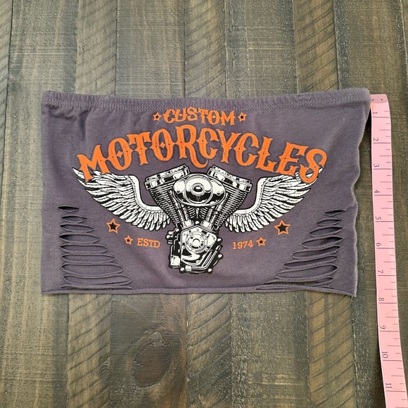Motorcycle Distressed Gray Ripped Tube Top - Picture 3 of 4